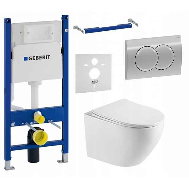 Podomítkový Wc set Geberit s podstavcem, Wc mísa Tornado tlačítko Chrom