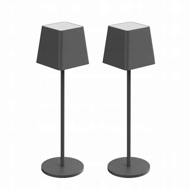 Stolní Led lampa bezdrátová dotyková na baterie 2ks Usb-c IP54 šedá