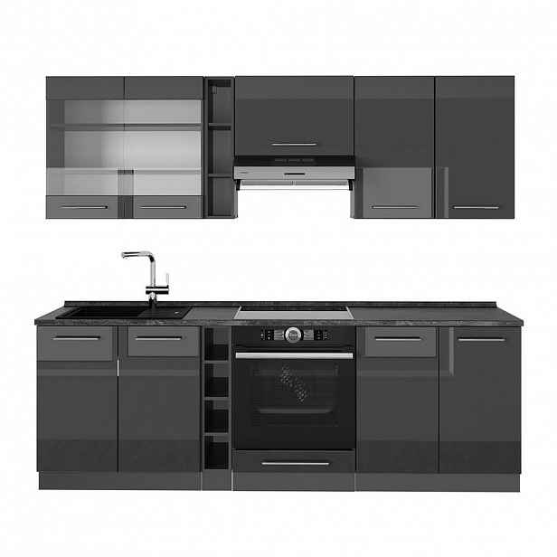 Vicco KUCHYŇSKÝ KOUT Fame-Line Antracitový vysoký lesk 235 cm , PD Antracit