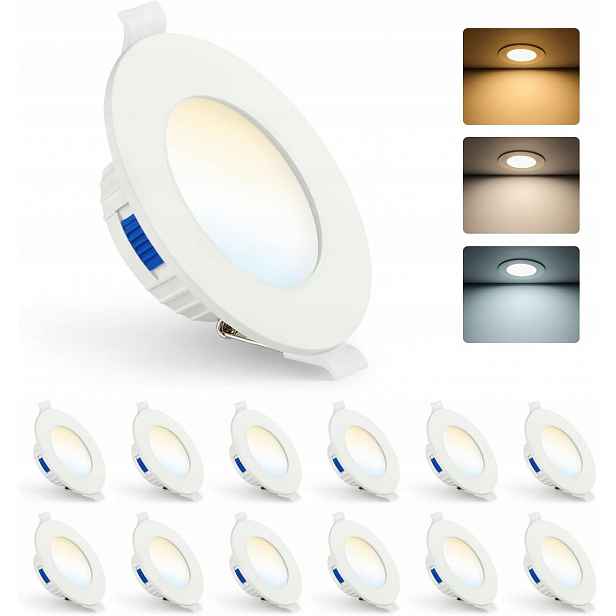 Zapuštěné Led Lampy 230V 4W IP44 Ultra Ploché, Sada 12 ks GR4TEC