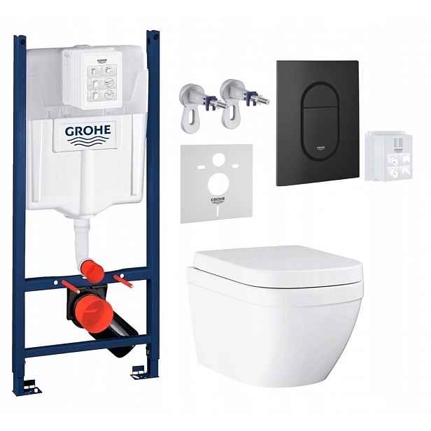 Podomítkový Wc set Stelaz s Wc mísou Grohe Euro Ceramic Tlačítko