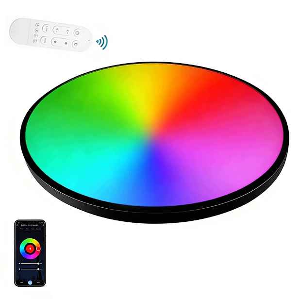 Lampa Stropní Svítidlo Led Rgb Černá Cct 2700K-6500K Wifi Dálkový Ovladač Rf Aplikace