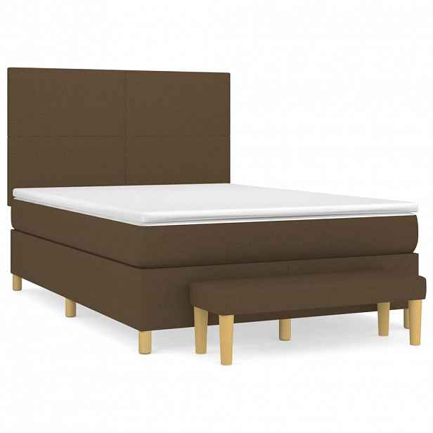vidaXL Box spring postel s matrací tmavě hnědá 140x200 cm textil