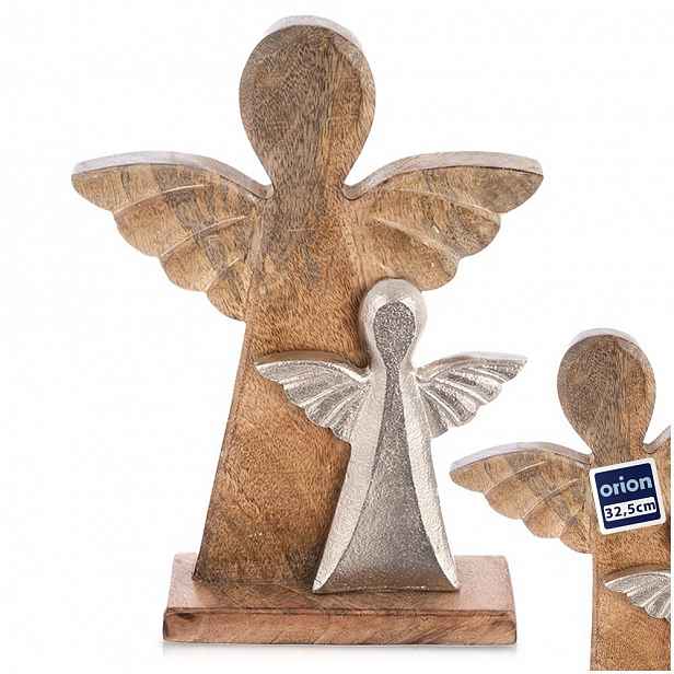 Dřevěný anděl, figurka anděla, dekorativní stojící figurka, 32,5 cm