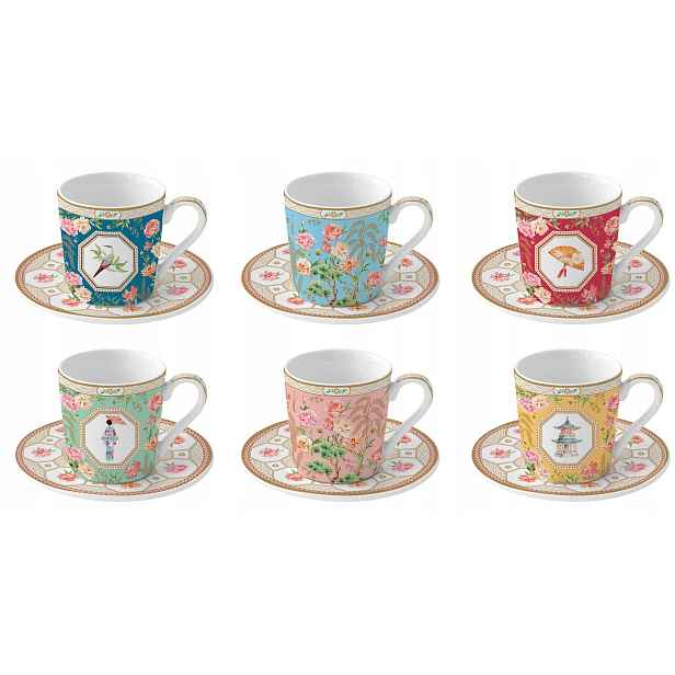 Sada porcelánových šálků 100 ml 6+6 ks kouzelný svět orientu krabička