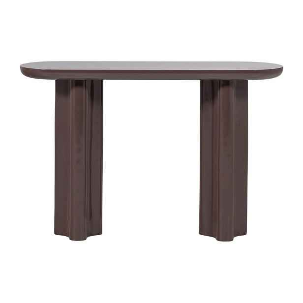 Tmavě hnědý lesklý konzolový stolek 35x120 cm Evara – WOOOD