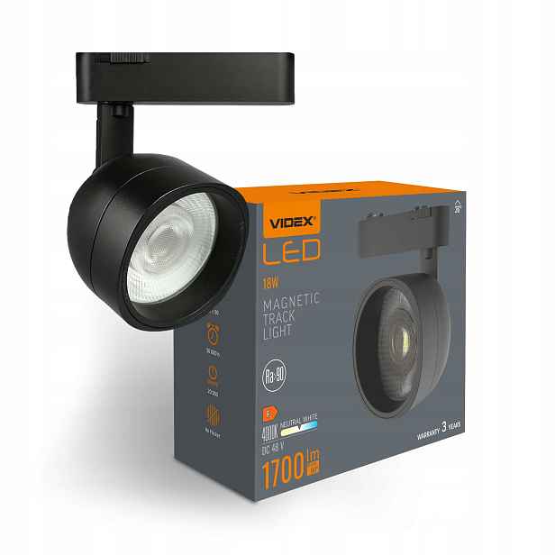 Videx Led kolejnicový reflektor černý 18 W 1700 lm VL-TRMS-LA78B