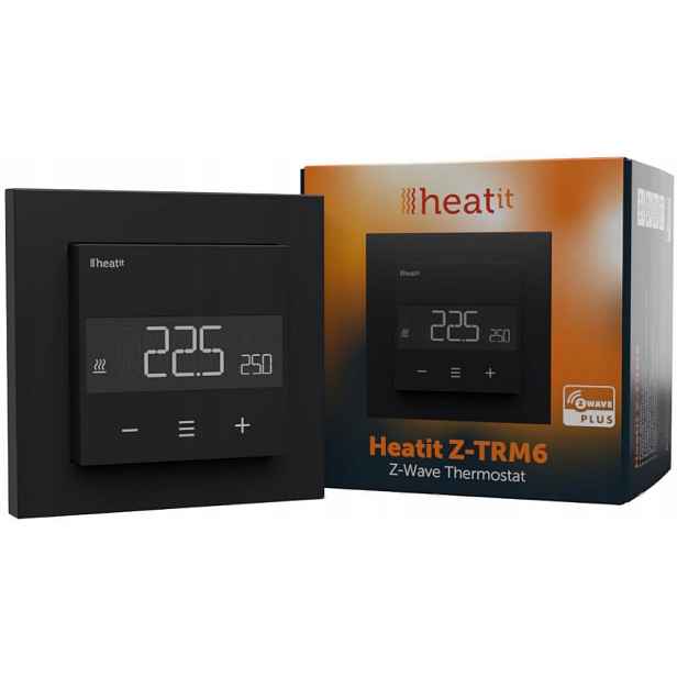 Termostat Heatit Z-TRM6 Matná Černá Z-wave Termostat 3600W 16A 868,4 Mhz