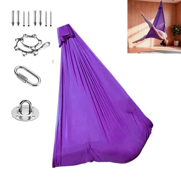 Houpací síť na jógu 280 x 150 cm odolný nylon, pro cvičení a protahování 150 kg