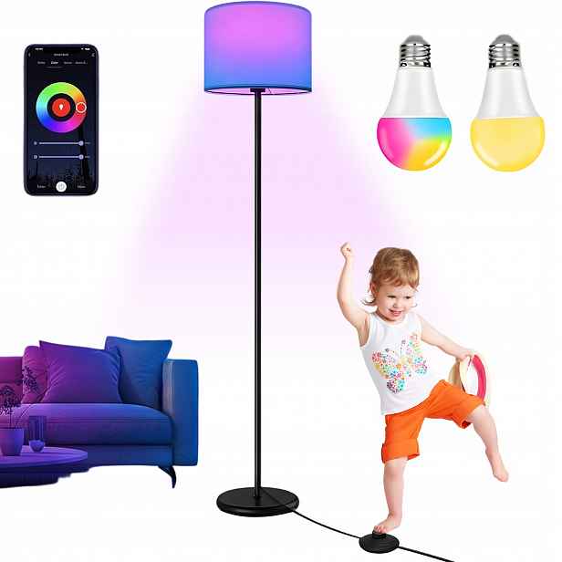 Stojací Podlahová Lampa 144 CM 2X E27 Led, Regulovatelná, Moderní, Se Stínítkem