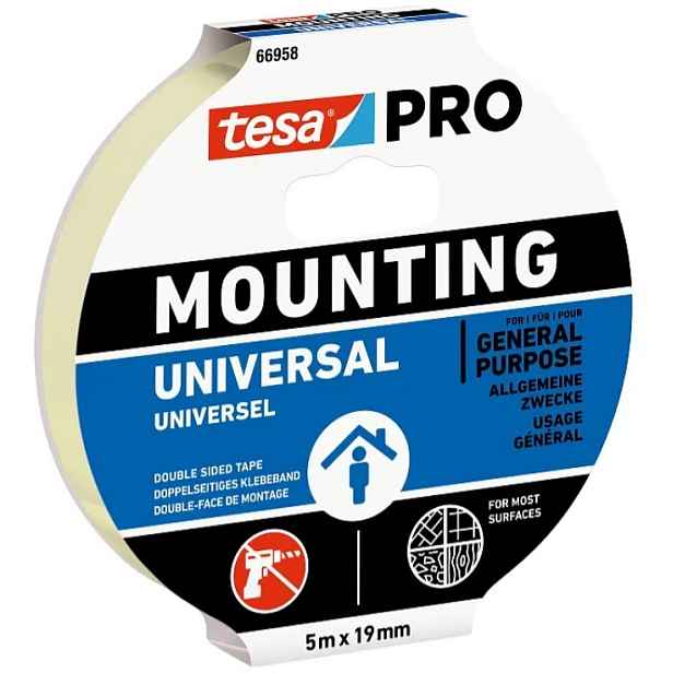 Páska oboustranná Tesa PRO Mounting universal 19 mm/5 m bílá