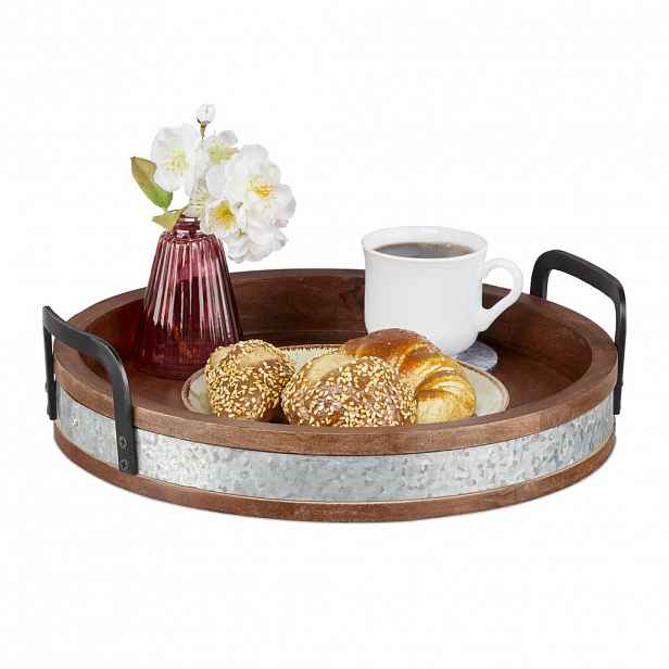 Relaxdays PODNOS Hnědá mangové dřevo 35 cm
