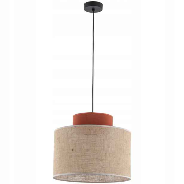 Závěsná lampa Duo černá stínidlo juta 1xE27 38 cm Do Kuchyně Jídelny Obývacího Pokoje
