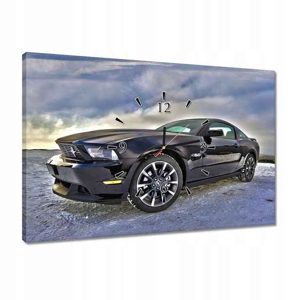 Hodiny 60x40 Ford Mustang na sněhu Auto Klasika vyrobeno v Usa