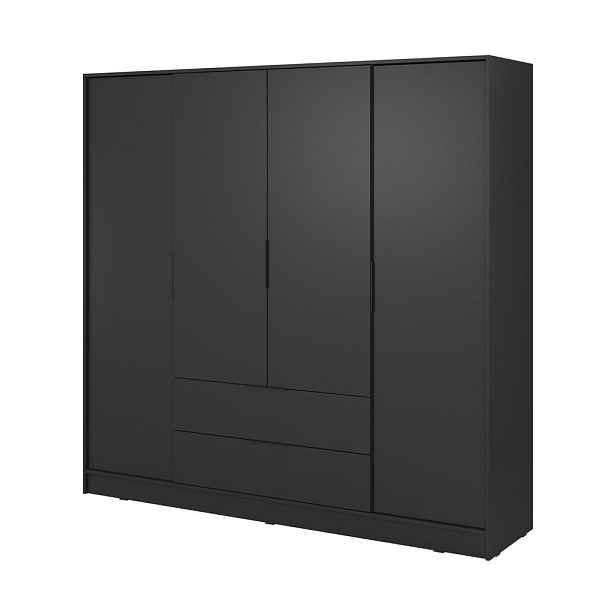 MASSENO ŠATNÍ SKŘÍŇ S OTOČNÝMI DVEŘMI CATERINA, 206/200/51 cm 4dveřová, černá
