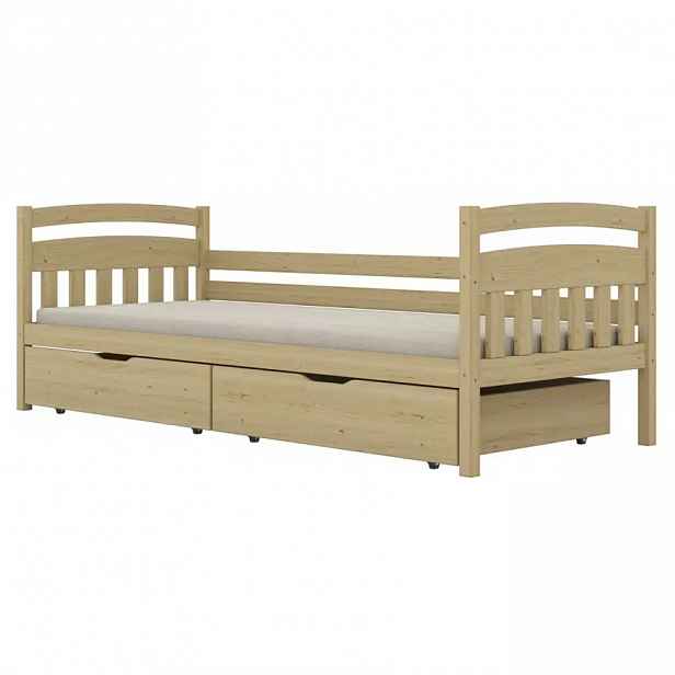 Postel Tosia velké zásuvky 80x200 přírodní, nelakovaná