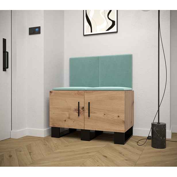 Předsíňová sestava RUMIE 19 - dub artisan, mátové panely