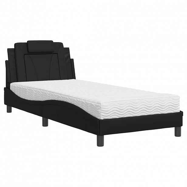 vidaXL Postel Viana s matrací černá 90 x 190 cm umělá kůže