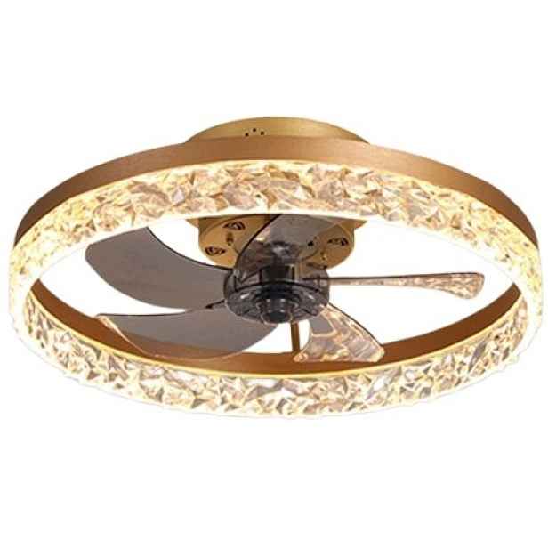 stropní svítidlo Led s ventilátorem Zlatá 50 cm, 3 barvy světla Dálkový Ovladač
