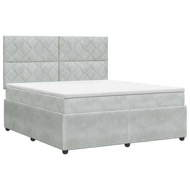 vidaXL Postel boxspring s matrací Světle šedá 180 x 200 cm Samet