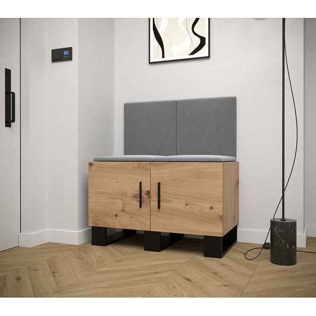 Předsíňová sestava RUMIE 19 - dub artisan, šedé panely