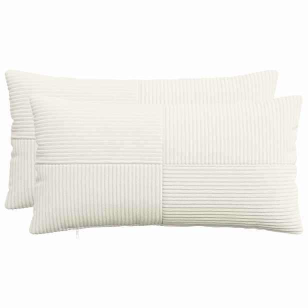 vidaXL Povlak na polštář 2 pcs ALMELO Krémová 40 x 70 cm manšestr