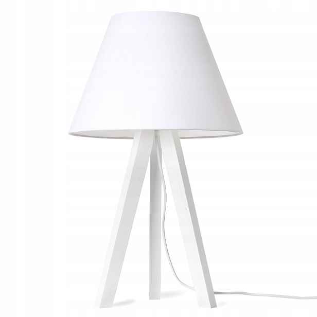 Noční Lampa Stolní Lampa Bílá Trojnožka Dřevěná S Stínítkem Do Ložnice