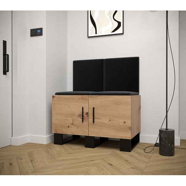 Předsíňová sestava RUMIE 19 - dub artisan, černé panely