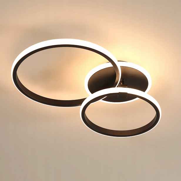 Stropní Led lampa, černý kruhový lustr, moderní do ložnice, 42W, 3000K