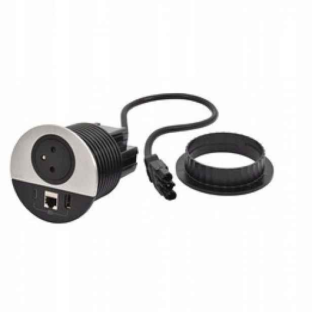 Nábytková zásuvka 2P+Z/USB A+C/RJ45 Bílá 654701