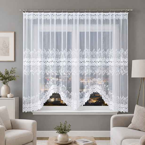 Dekorační oblouková krátká záclona na žabky BASTIA 150 bílá 300x150 cm MyBestHome