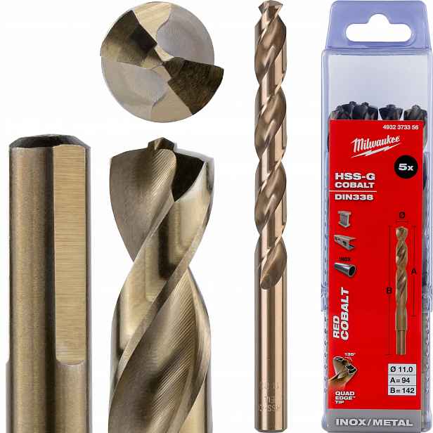 Kobaltové vrtáky do kovu 11 mm 5ks z nerezové oceli Milwaukee Cobalt