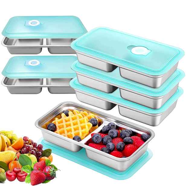 Lunchbox nádoba na potraviny Sada 6 Ks Nerezová Ocel Hermické víko