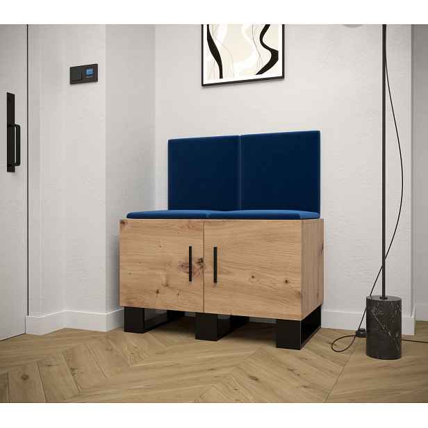 Předsíňová sestava RUMIE 19 - dub artisan, modré panely