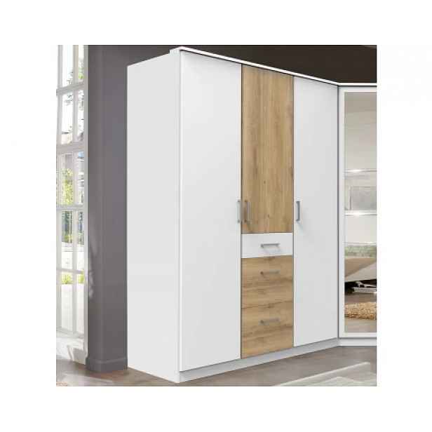 Šatní skříň bez zrcadla Click, 135 cm, bílá/prkenný dub