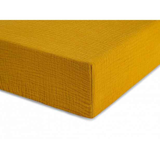 Jednolůžkové prostěradlo z mušelínu 90x200 cm Zvolte barvu: Hořčicová