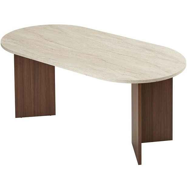 Jídelní stůl Sablin - Travertine, Milano Walnut,