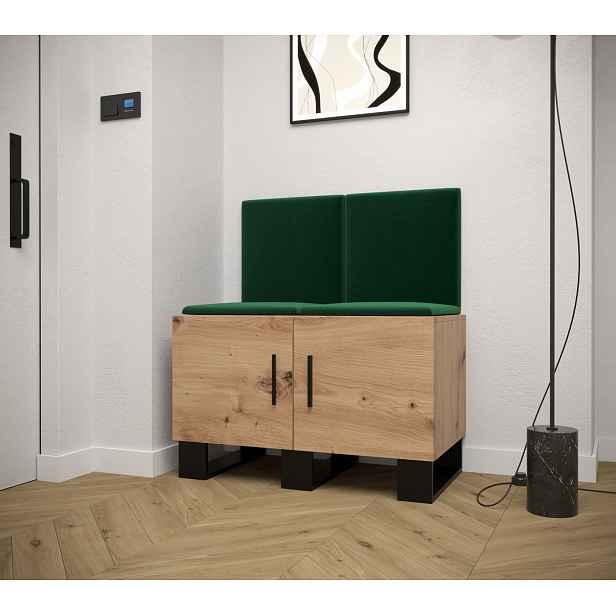 Předsíňová sestava RUMIE 19 - dub artisan, zelené panely