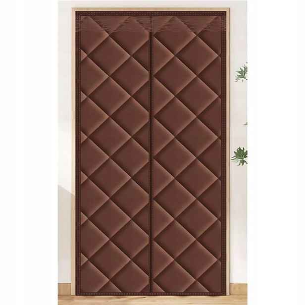 Tepelná clona závěs na dveře magnetická 90x200 cm Hnědá