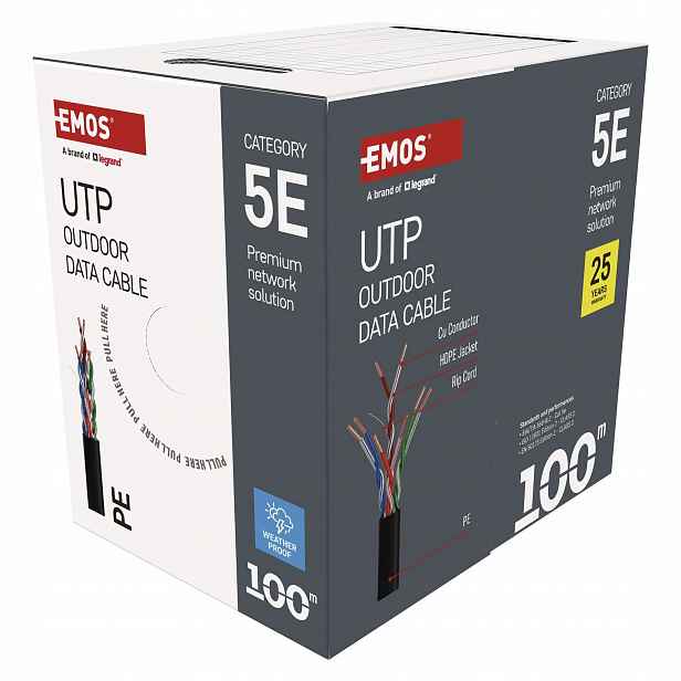 Emos Utp kabel CAT5e Pe venkovní 100 m