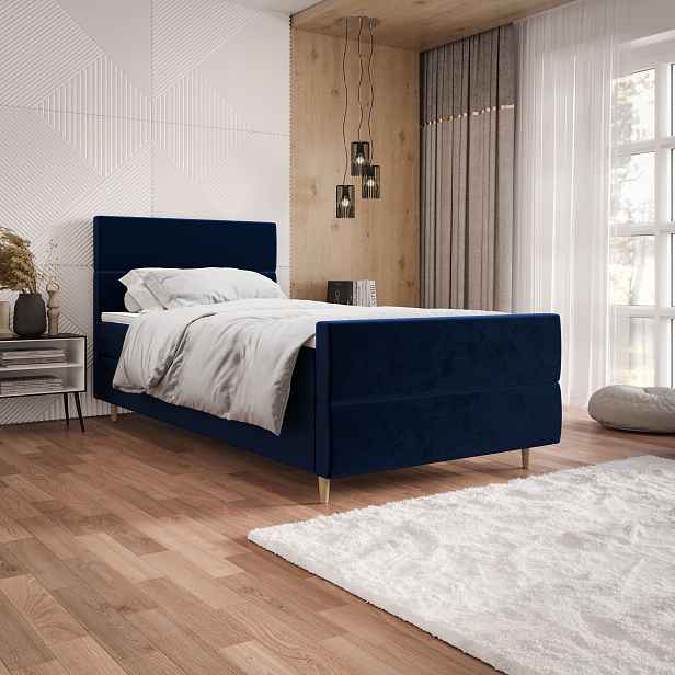 Kontinentální jednolůžková postel 120x200 ANGELES PLUS 1 - tmavě modrá