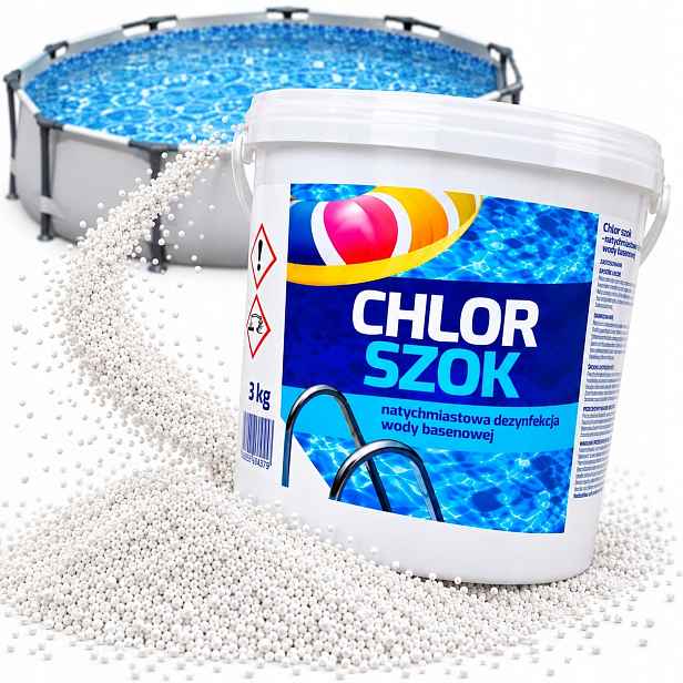 Rychle Rozpustný Chlor Šok 3 Kg Granule Do Bazénu Čistá Bazénová Voda