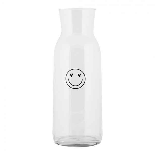 Skleněná karafa se smajlíkem Heart & Smile - Ø 9*25 cm / 1000 ml Clayre & Eef