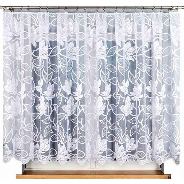 Záclona vzor 023338, 500 x 150 cm, jednoduchá s květinami (s lemováním)