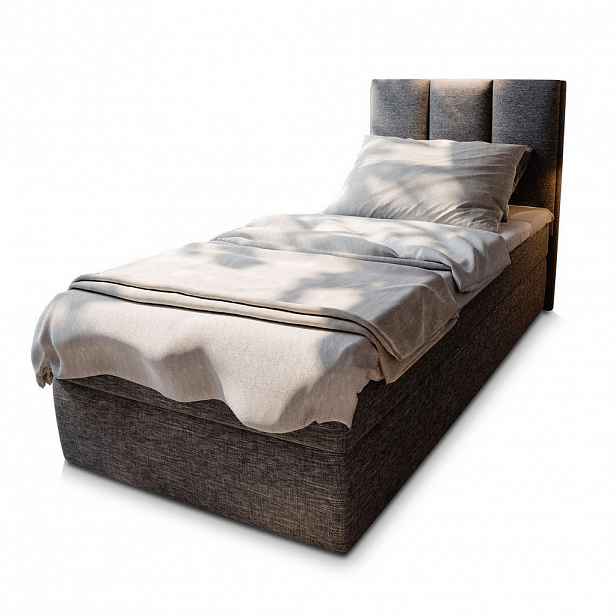 MASSENO AMERICKÁ POSTEL MERIL 90x200 cm, s matrací a úložným prostorem, šedá