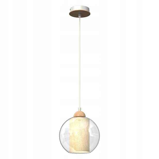 Milagro Závěsná lampa Tela MLP7955 Bílá 1xE27 Nastavitelná 20 cm Sklo Dřevo