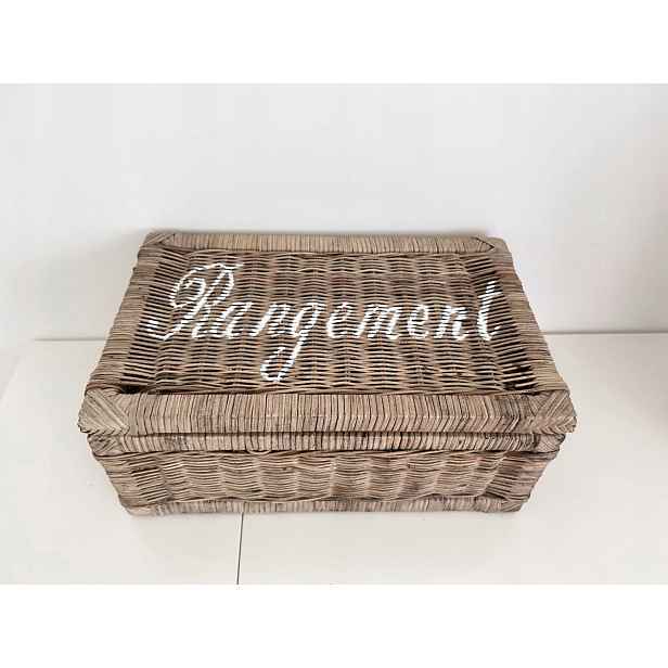 Rustikální koš Kontejner 3 Ratanové přihrádky Hampton Rangement Rattan Box