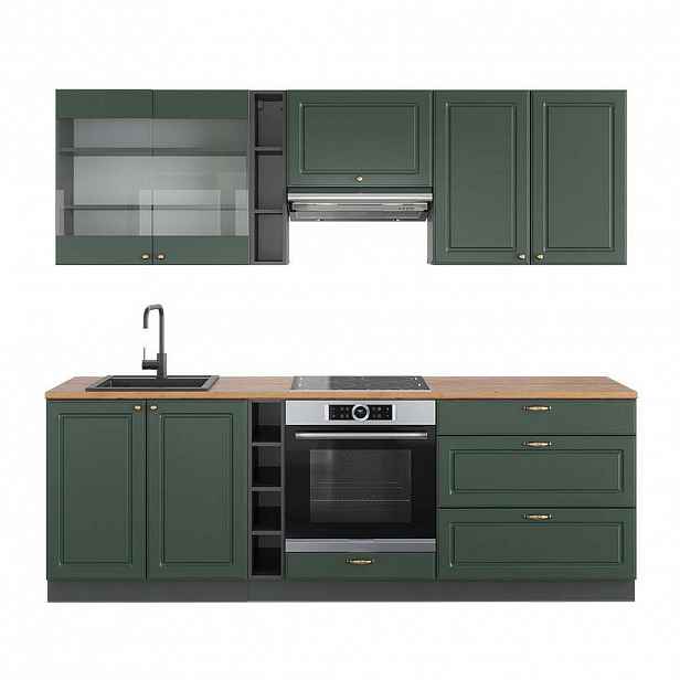 Vicco KUCHYŇSKÝ KOUT Fame-Line Zeleno-zlatá Country House/Anthracite 235 cm , PD Dub