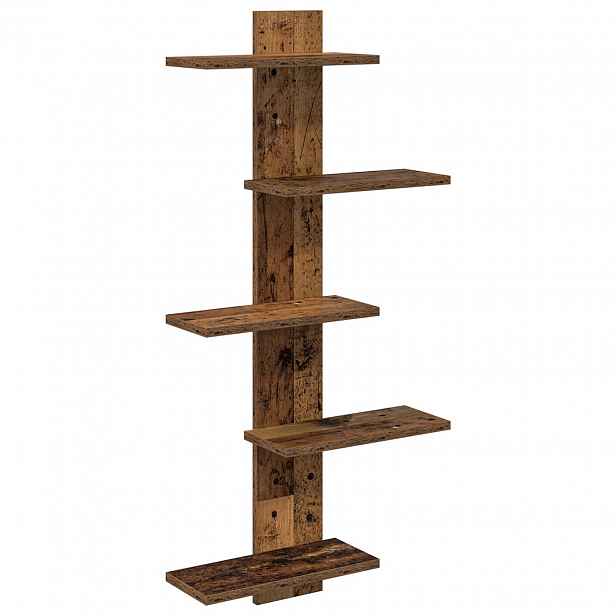 vidaXL Nástěnná floating polička Staré dřevo 48,5 x 15 x 101 cm