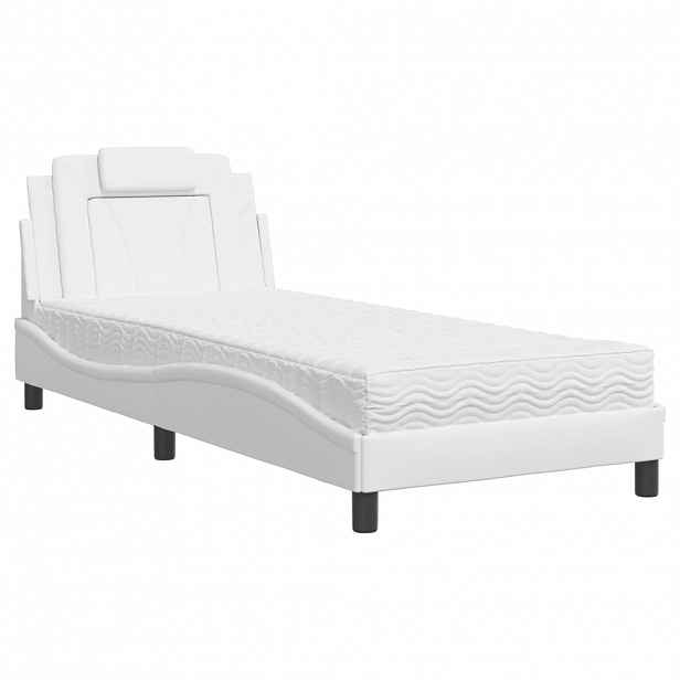 vidaXL Postel Viana s matrací bílá 90 x 200 cm umělá kůže
